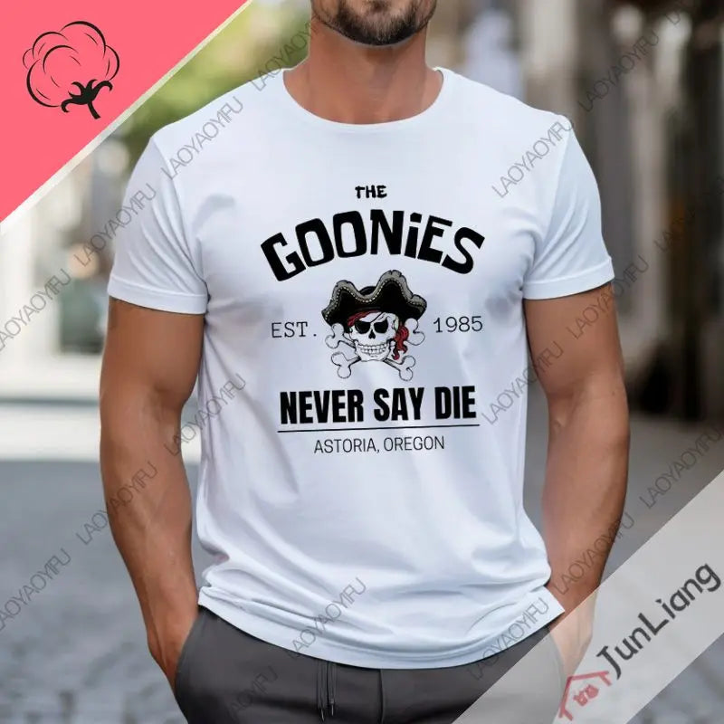 Summer T-shirt Male The Goonies Skull Funny At The Top of The Fashion Leisure Shirt Collar Dress with Short Sleeves