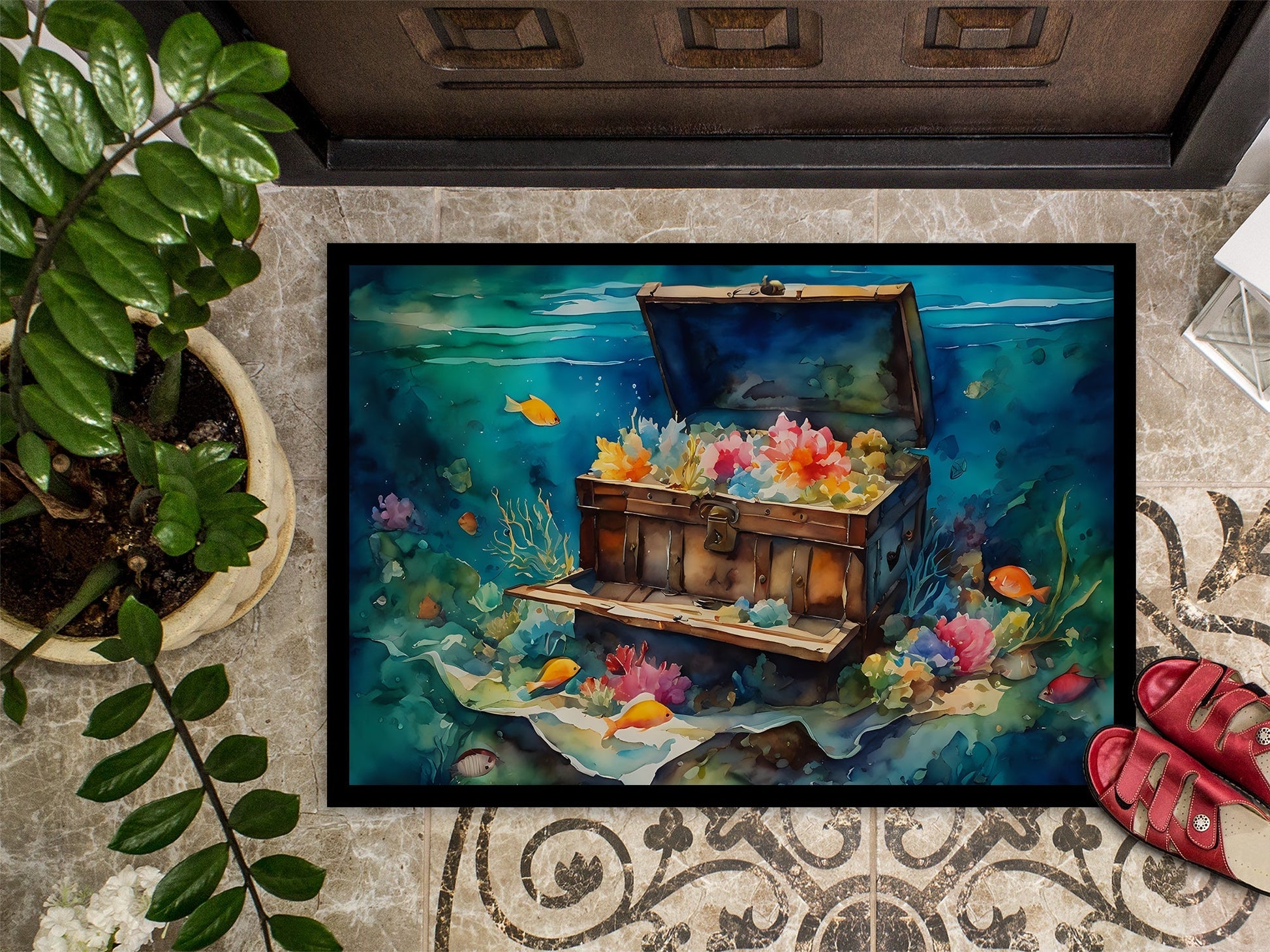 Sunken Treasure Chest Doormat 18x27in