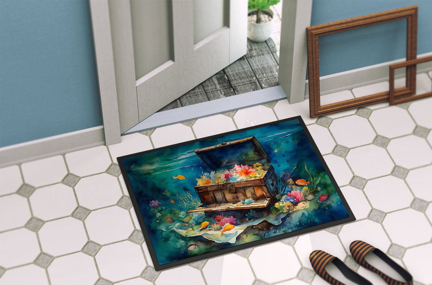 Sunken Treasure Chest Doormat 18x27in