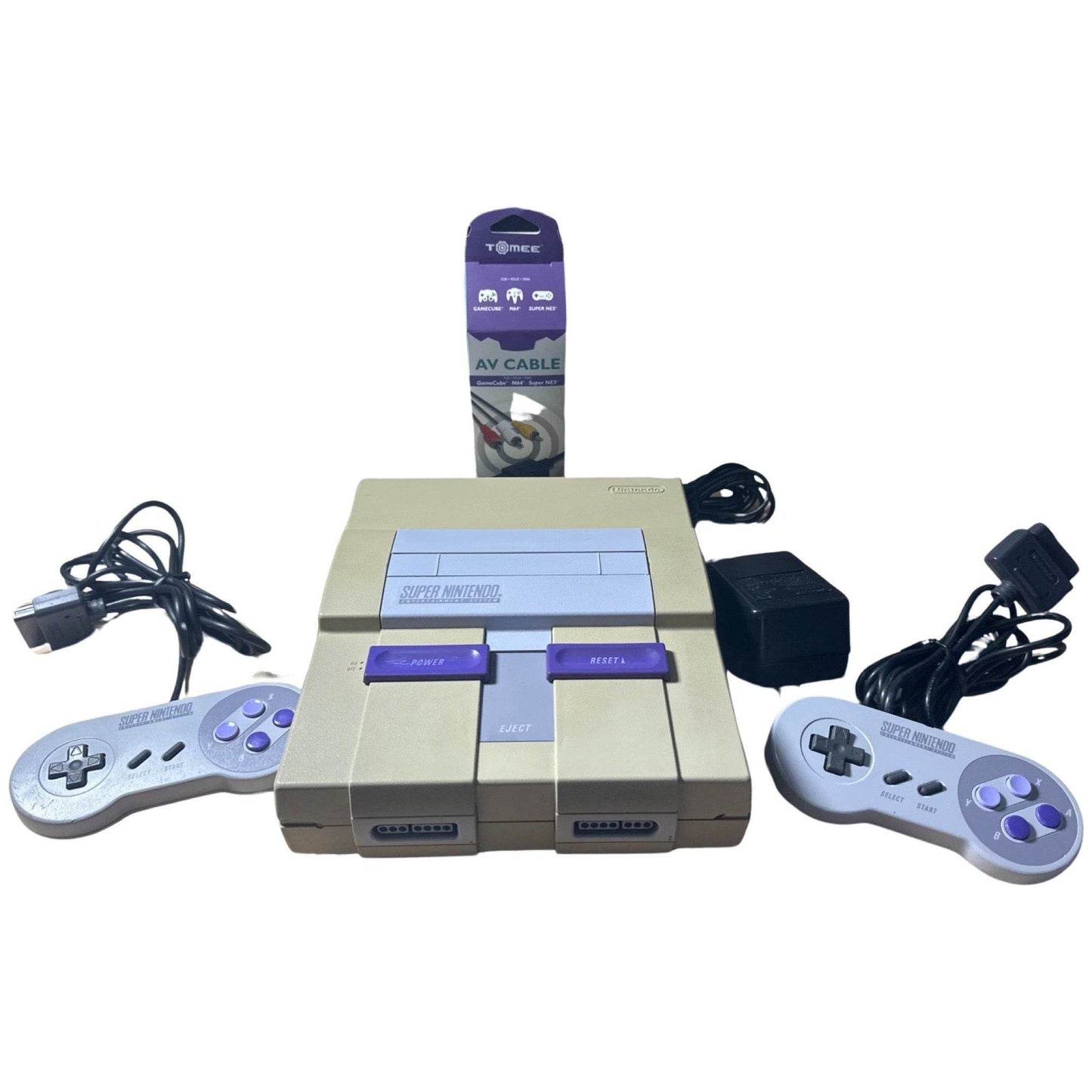 Super Nintendo (With 2 Controllers) - Discolored/Imperfect with 2 Original SNES Controllers