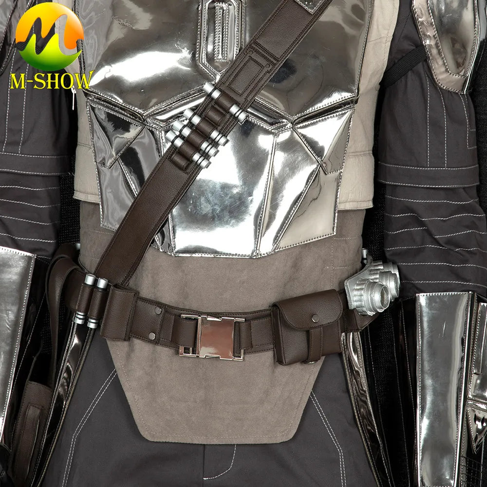 Superhero Bounty Hunter Cosplay Costume Men Armor Suit with Helmet Halloween Outfit Carnival Fancy Suit Any Size