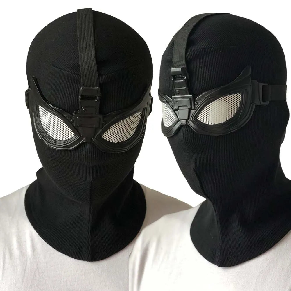 Superhero Peter Parker Spider Mask Cosplay Stealth Suit Black Helmet Halloween Masquerade Party Costume Props 