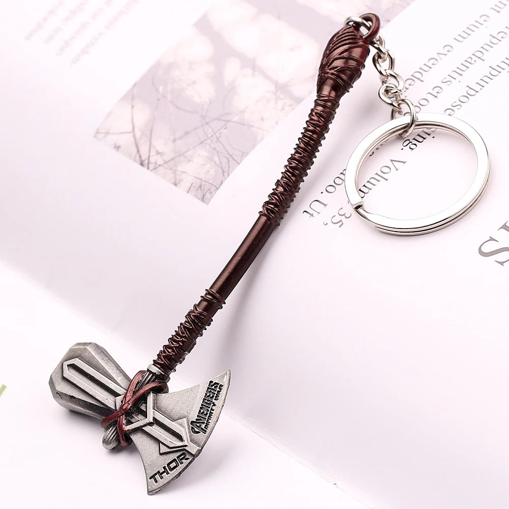 Superhero Thor weapon Storm Axe model Keychain Cosplay Prop Stormbreaker Axe Metal Keyring Bag Pendant Key Accessories