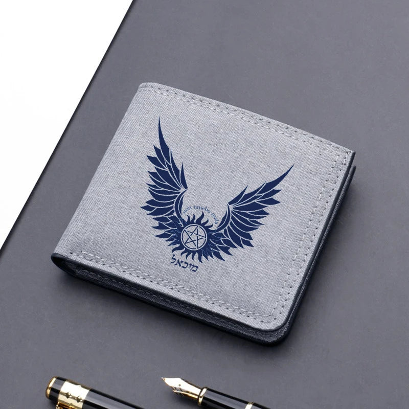 Supernatural Mini Thin Men Wallet Card Holder Men's Purse Coin Pouch Id Card Holder Short Canvas Card Holder Wallet