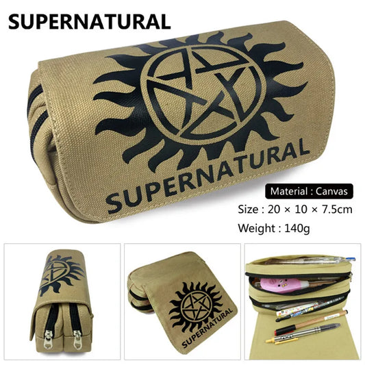 Supernatural SPN Wallet Bag Zipper Pencil Case Cosmetic Pouch Students Wallet Purse Bag Boys Girls Gifts