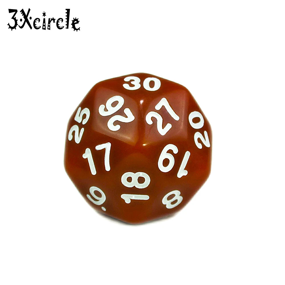 Table Polyhedral D30 Multi Sided Acrylic Dice Novelty Board Game for Club Pub Part Tabletop Games 1PC