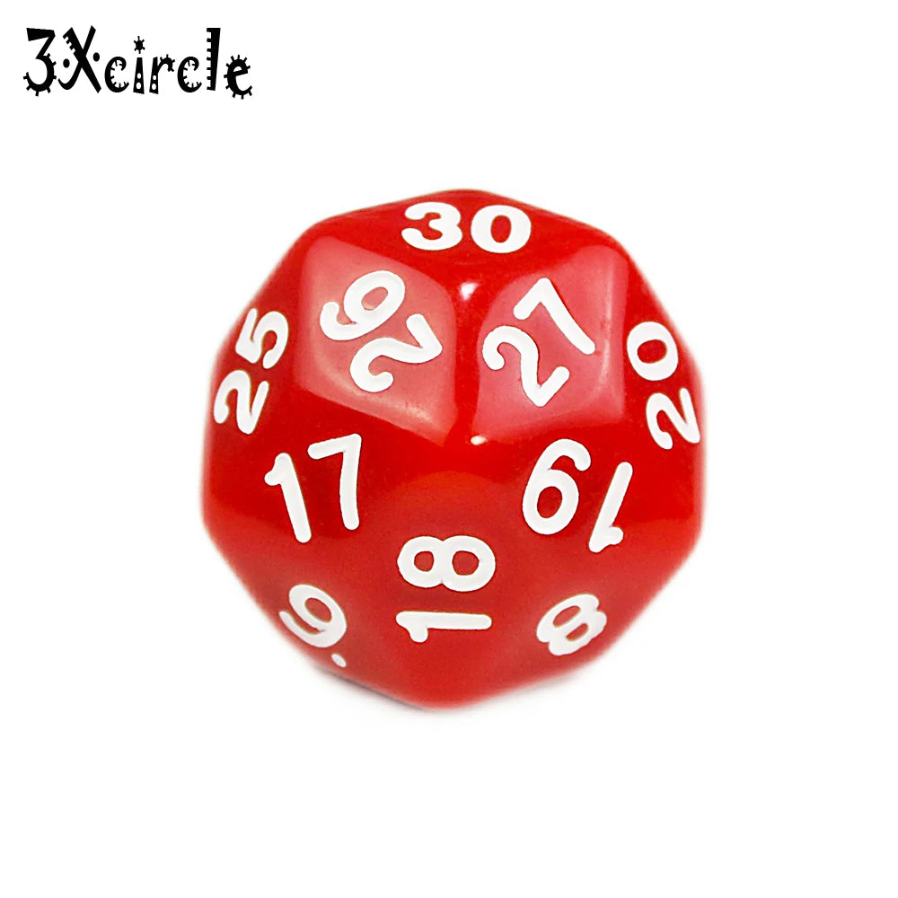 Table Polyhedral D30 Multi Sided Acrylic Dice Novelty Board Game for Club Pub Part Tabletop Games 1PC