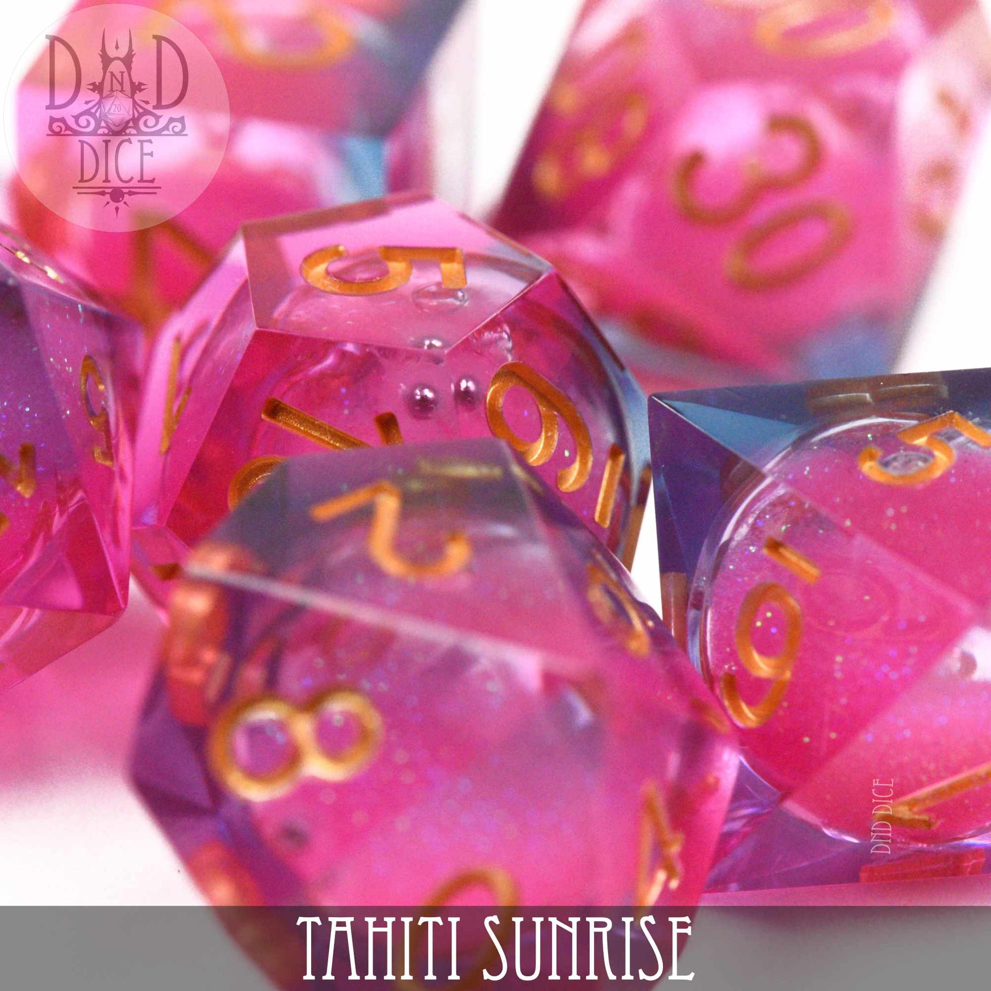 Tahiti Sunrise Liquid Core Dice Set