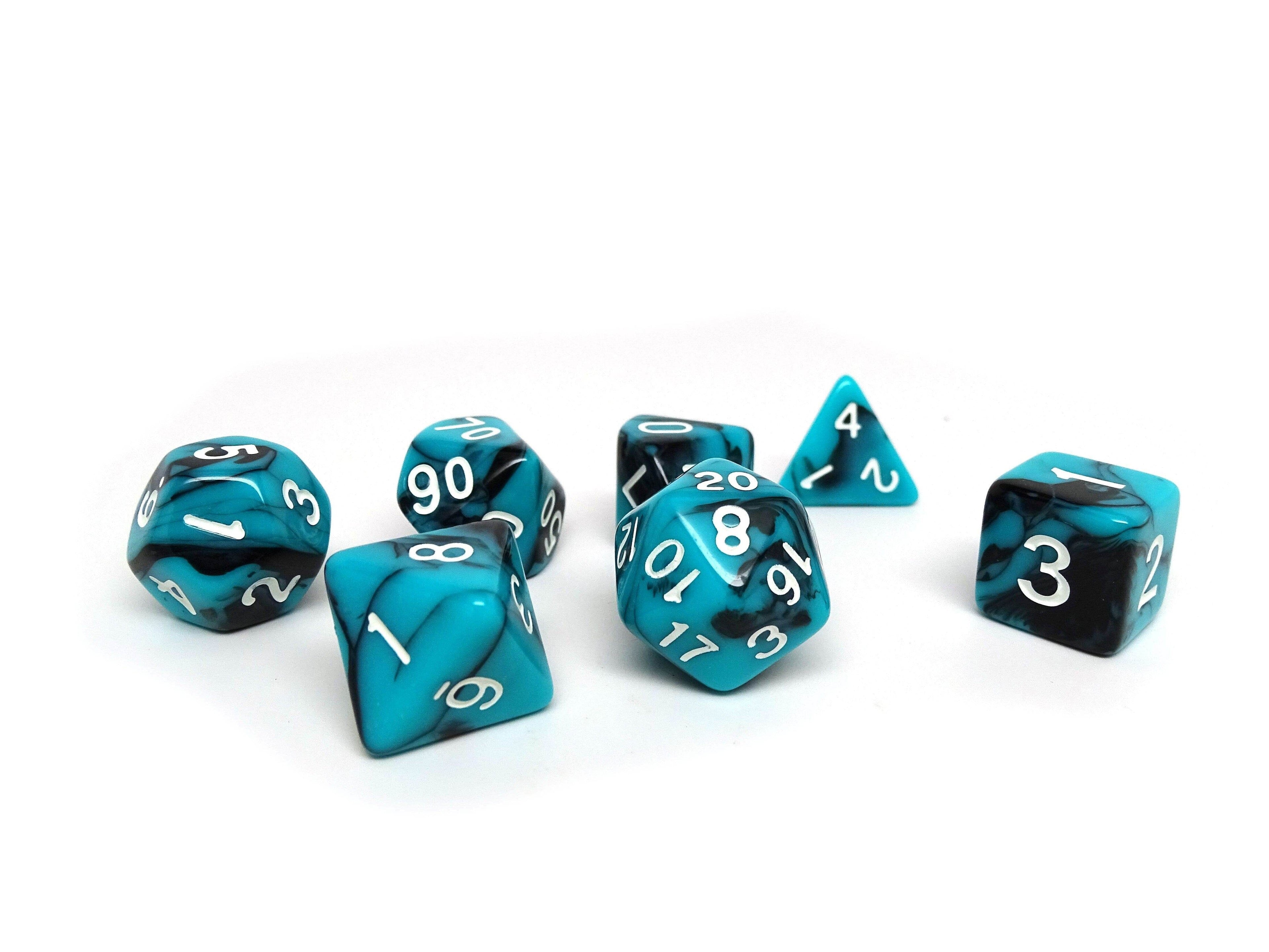 Teal and Black Marble - 7 Piece Set - 