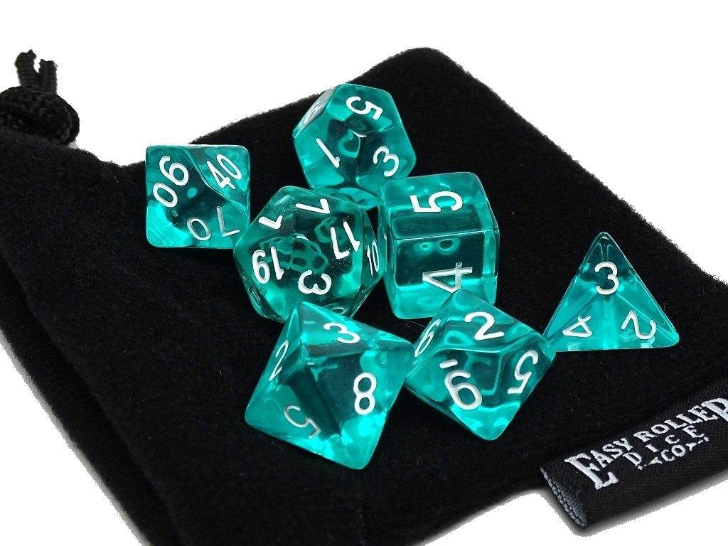 Teal Translucent Dice - 7 Piece Set - 