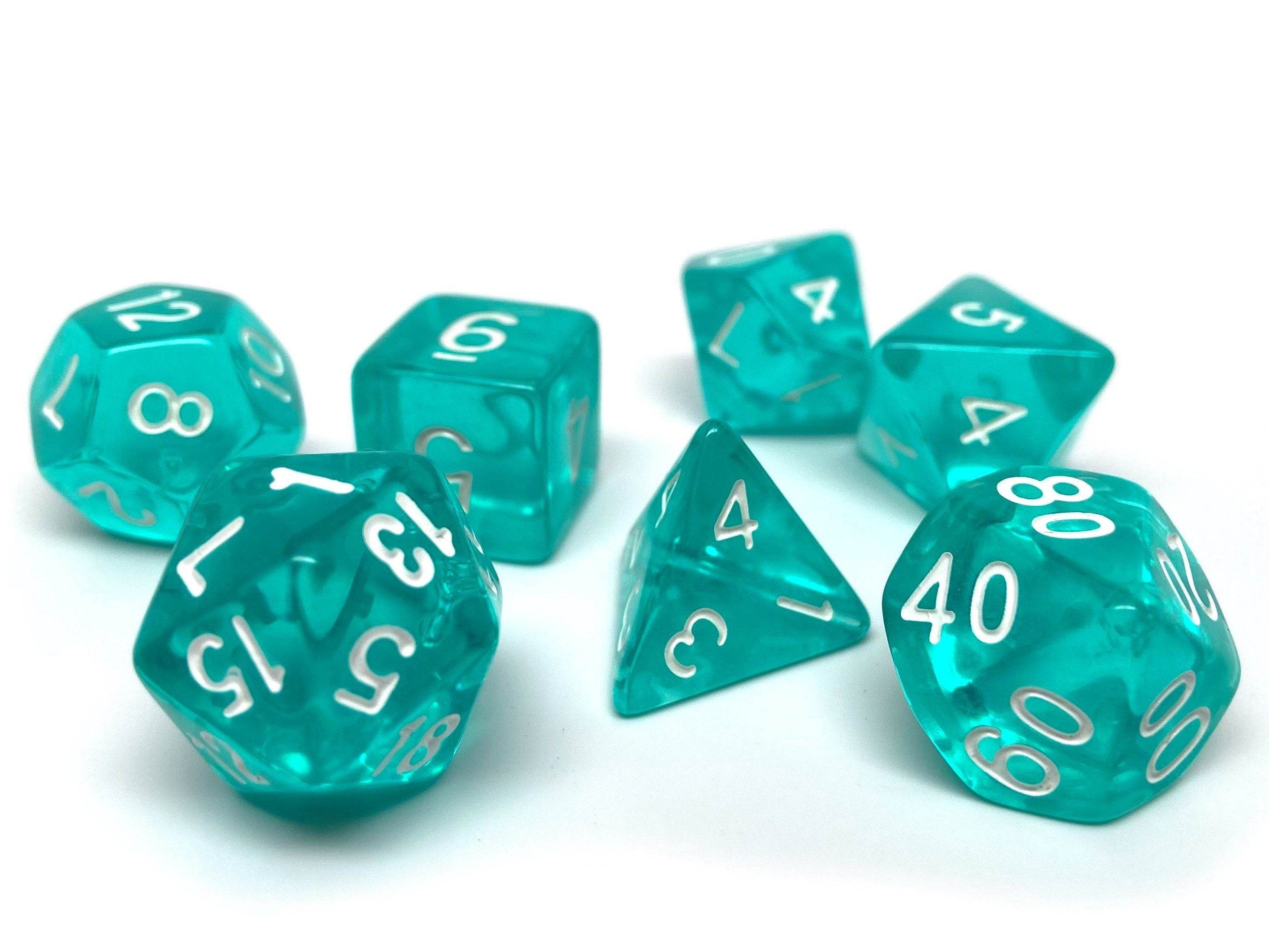 Teal Translucent Dice - 7 Piece Set - 