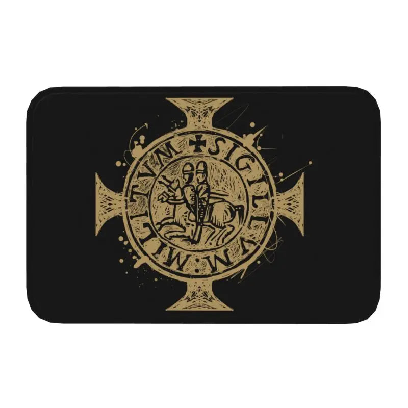 Templar Banner Heraldry Front Door Mat Anti-Slip Medieval Warrior Cross   Floor Bathroom Entrance Rug