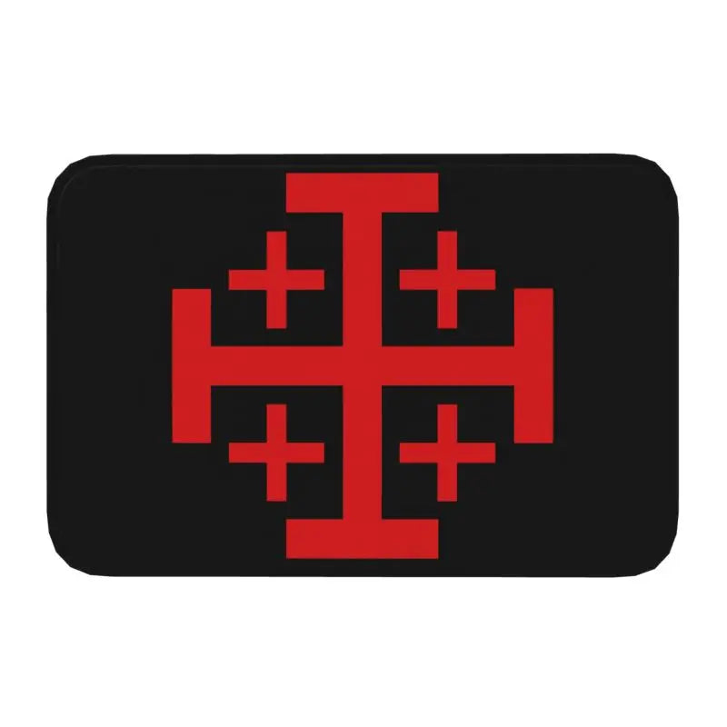 Templar Banner Heraldry Front Door Mat Anti-Slip Medieval Warrior Cross   Floor Bathroom Entrance Rug