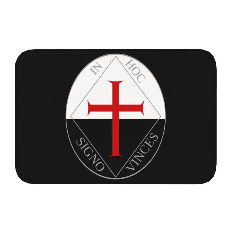 Templar Banner Heraldry Front Door Mat Anti-Slip Medieval Warrior Cross   Floor Bathroom Entrance Rug