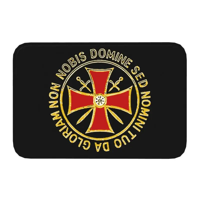 Templar Banner Heraldry Front Door Mat Anti-Slip Medieval Warrior Cross   Floor Bathroom Entrance Rug