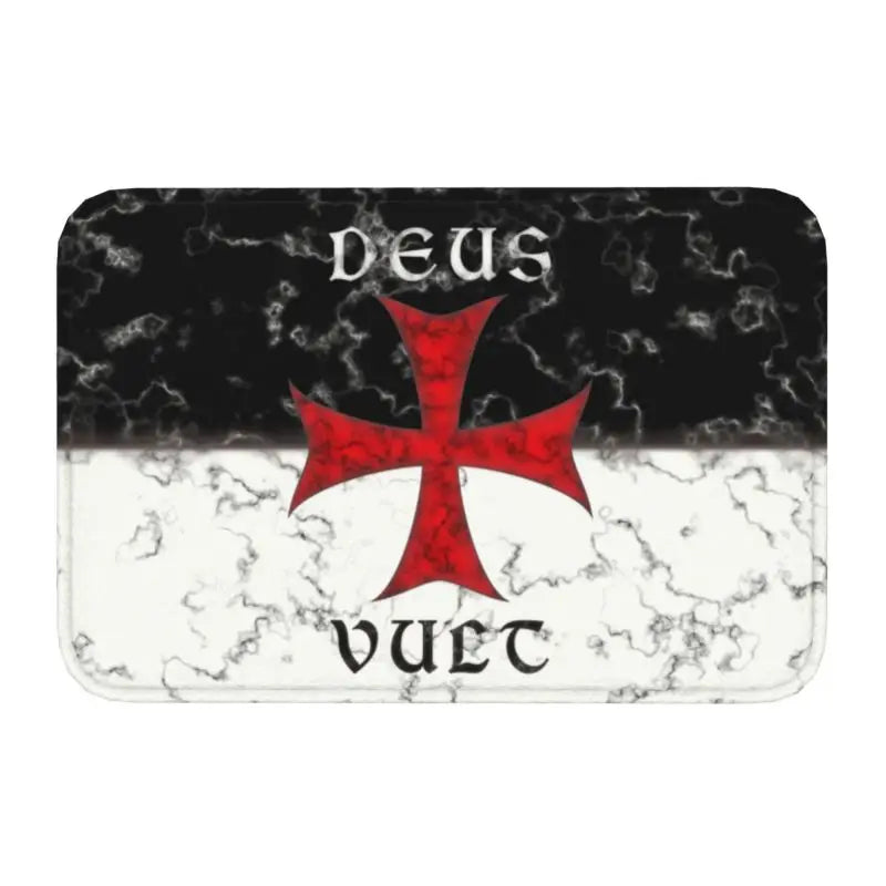 Templar Banner Heraldry Front Door Mat Anti-Slip Medieval Warrior Cross   Floor Bathroom Entrance Rug