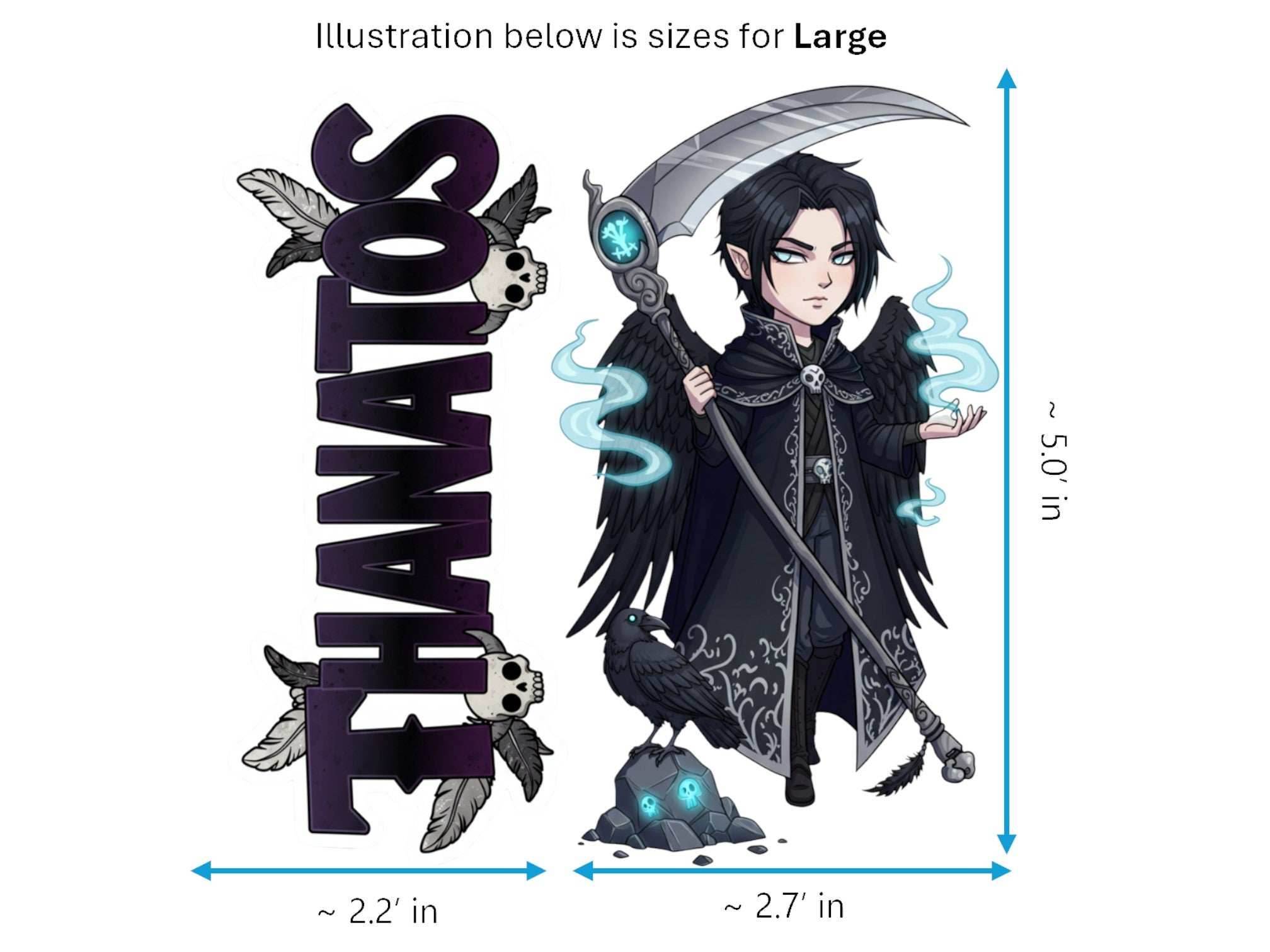 Thanatos Adekastos Mythkins™ Vinyl Sticker – Greek God of Death | Waterproof & UV-Proof - Sticker / Large