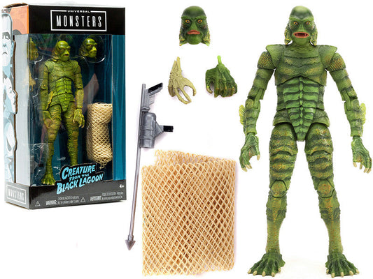 The Creature from the Black Lagoon 6.75" Moveable Figurine with Spear Gun and Fishing Net and Alternate Head and Hands "Universal Monsters" Series by Jada