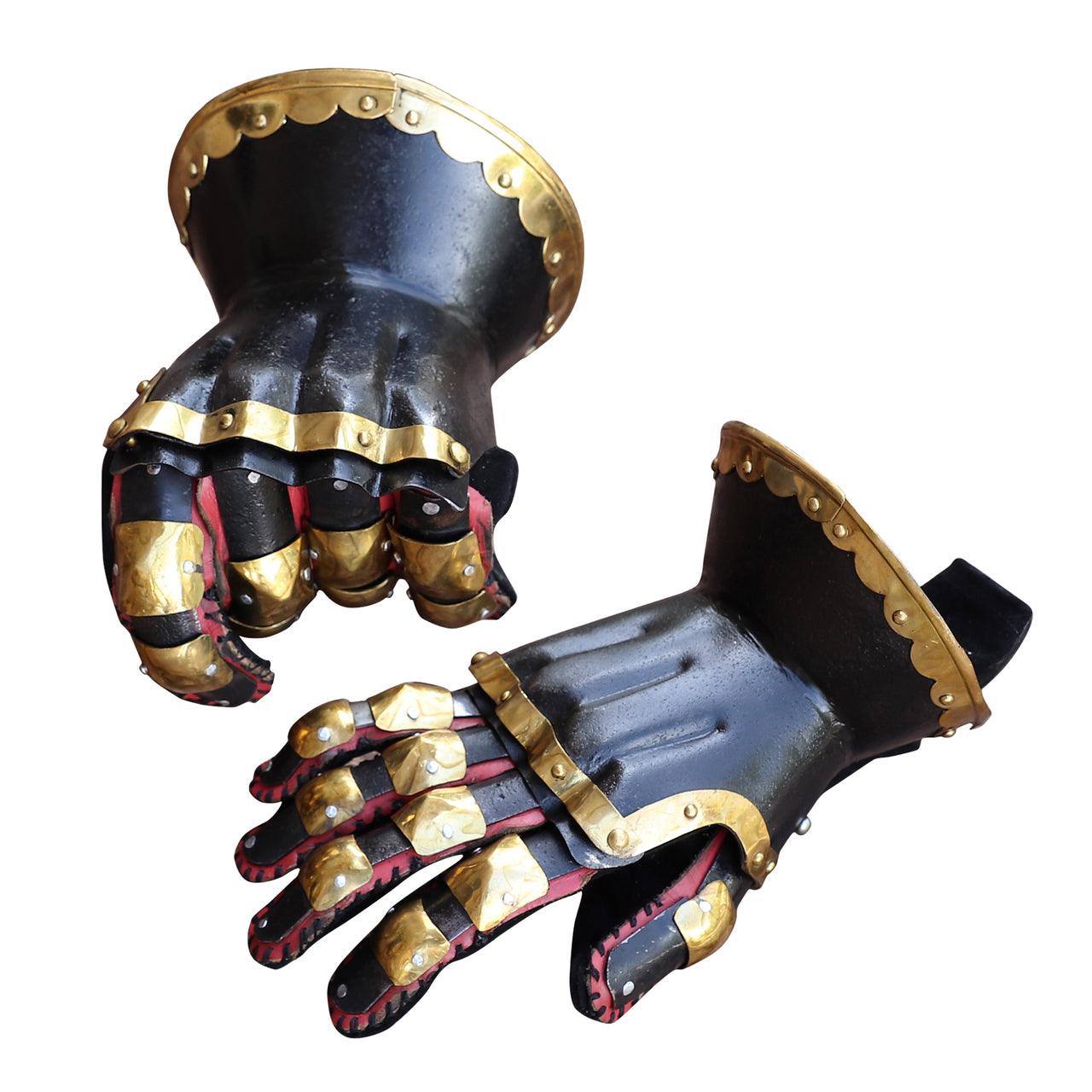 The Cursed Black Knight Functional Medieval Armor Gauntlets -2 con +2 strength