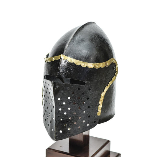 The Cursed Black Knight Functional Medieval Helmet Armor -2 con + 2 strength