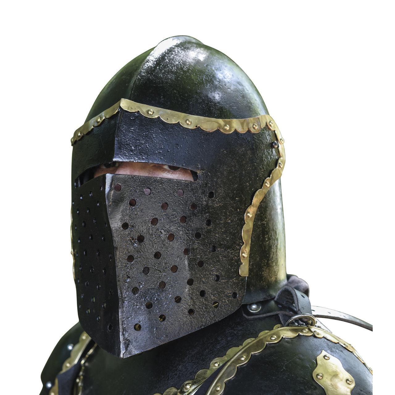 The Cursed Black Knight Functional Medieval Helmet Armor -2 con + 2 strength