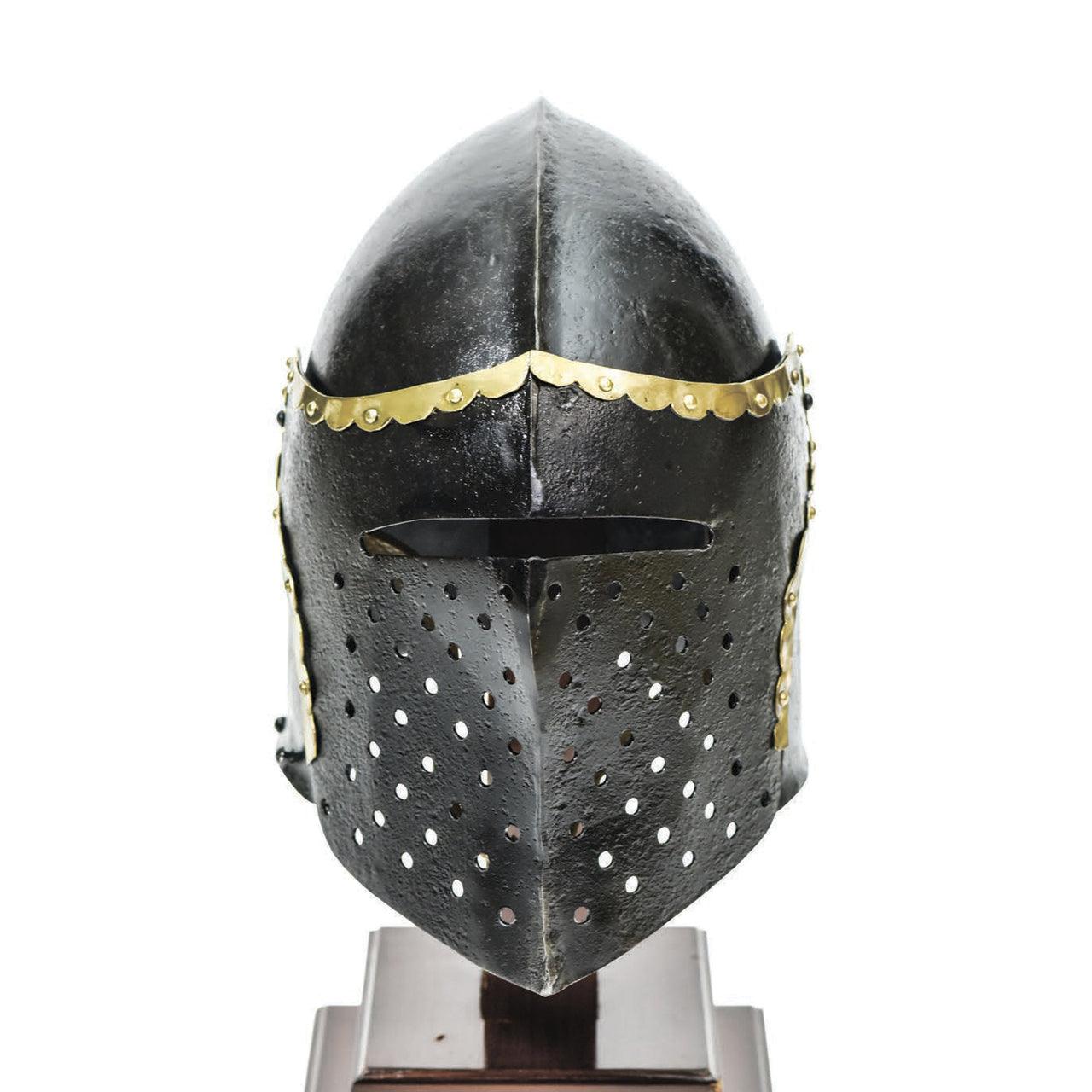 The Cursed Black Knight Functional Medieval Helmet Armor -2 con + 2 strength