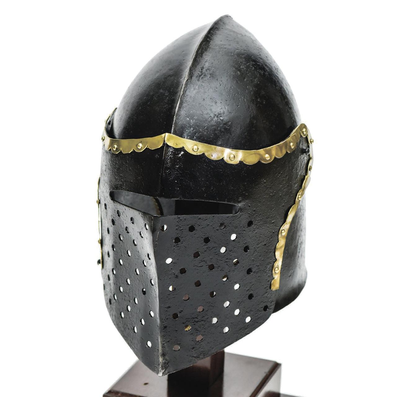 The Cursed Black Knight Functional Medieval Helmet Armor -2 con + 2 strength