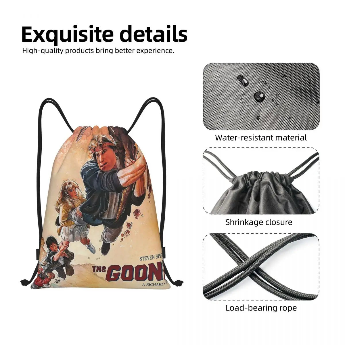 The Goonies Drawstring Backpack Sports Gym Bag for Women Men Adventure Comedy Movie Shopping Sackpack