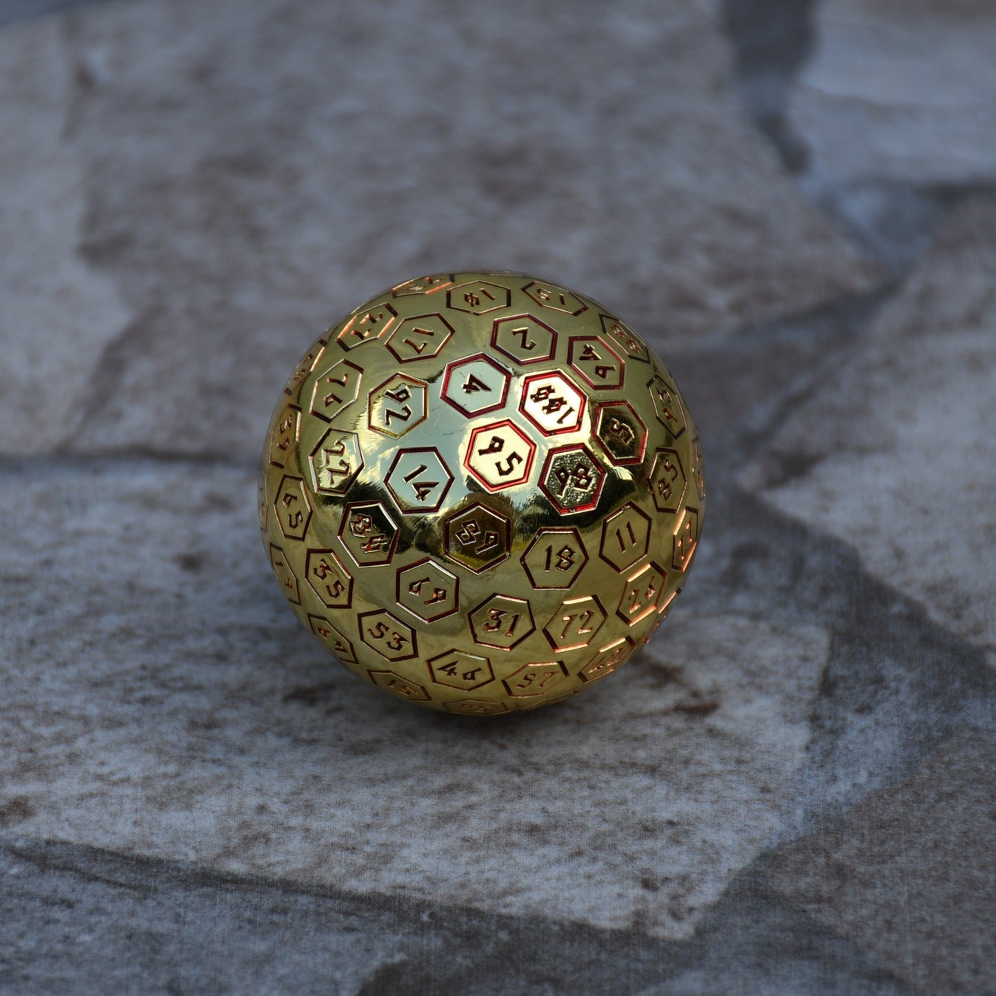 The Orb D100 -  Red and Gold Metal Die