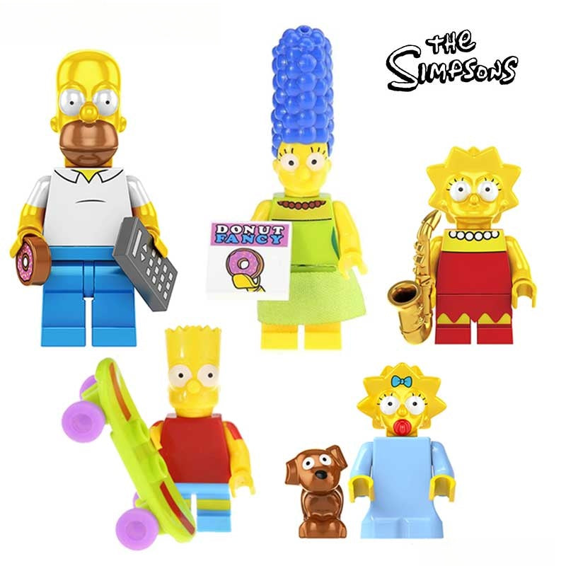 The Simpsons family of 5 Lego Minifigures Custom Toys 1