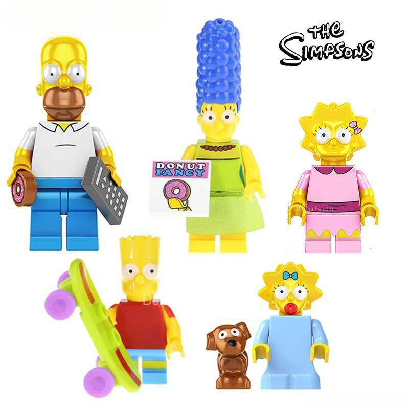 The Simpsons family of 5 Lego Minifigures Custom Toys 2