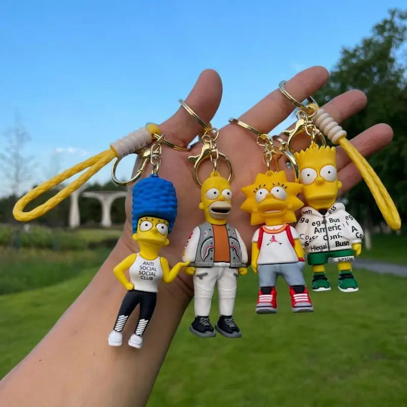 The Simpsons Keychain Cartoon Anime Figure Key Ring Phone Hanging Pendant Kawaii Holder Car Key Chain Birthday Christmas Gift