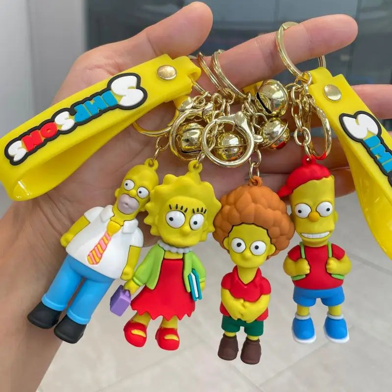 The Simpsons Keychain Cartoon Anime Figure Key Ring Phone Hanging Pendant Kawaii Holder Car Key Chain Birthday Christmas Gift