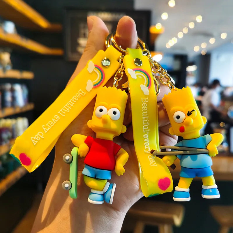 The Simpsons Keychain Cartoon Anime Figure Key Ring Phone Hanging Pendant Kawaii Holder Car Key Chain Birthday Christmas Gift