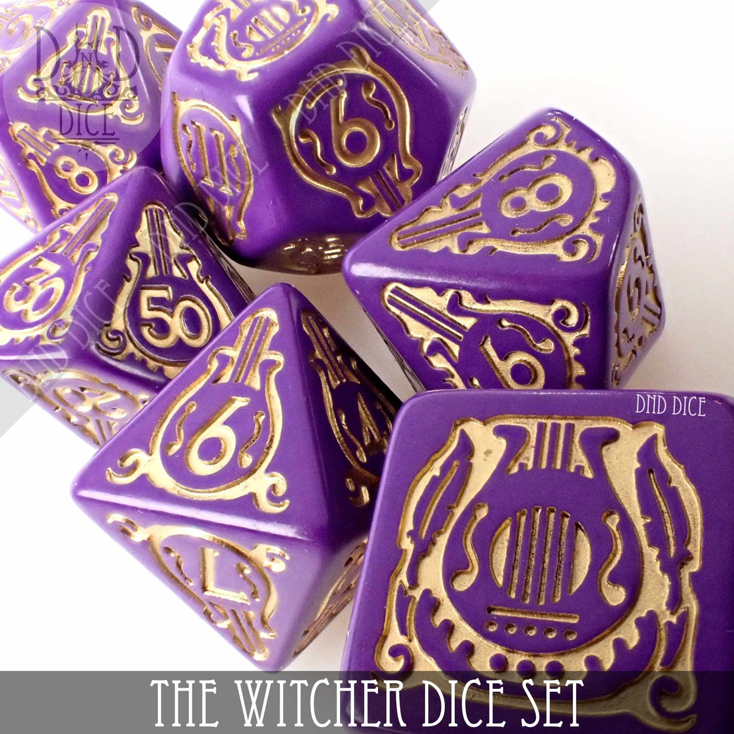 The Witcher Dice Set and Coin - Dandelion / Jaskier