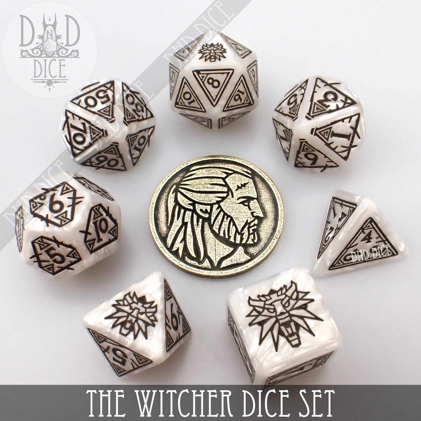 The Witcher Dice Set and Coin - Geralt