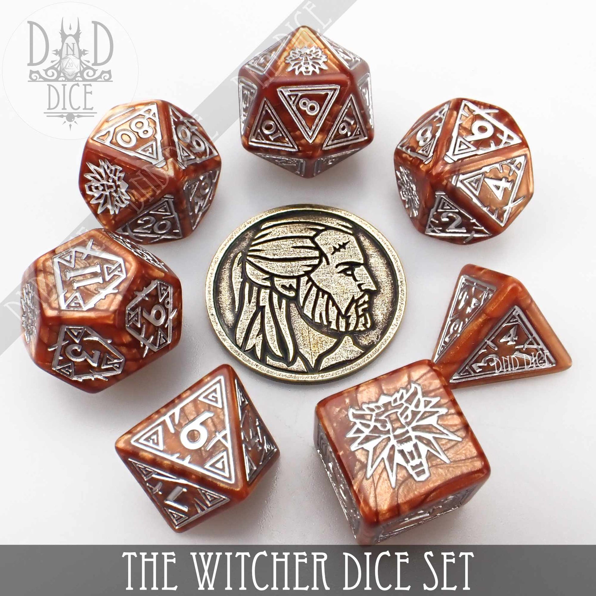 The Witcher Dice Set and Coin - Geralt