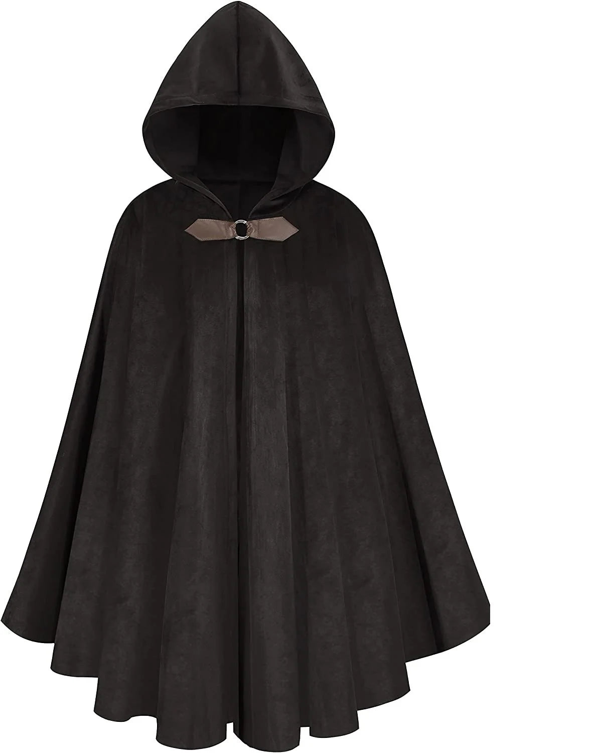 Thick Women Kids Deer Suede Single Button Cloak Designer Female Vintage Hooded Solid Halloween Medieval Long Cape Overcoats