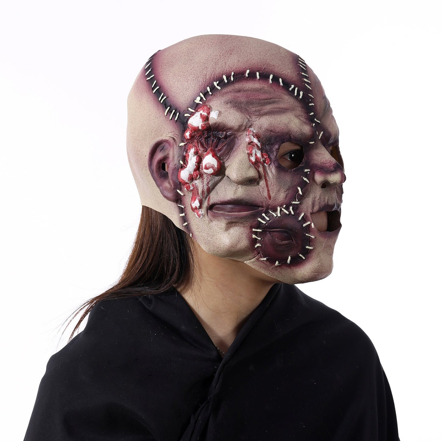 Three-sided Grimace Horror Mask Latex Soft Ghost Festival Simulation Face Headgear