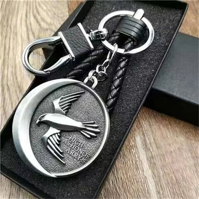 Thrones Keychain Stark Wolf Head Badge Key Chains Leather Rope Keyring Pendant llaveros Accessories Gifts for friends