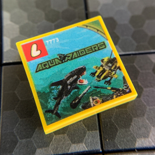 Tiger Shark Attack Aqua Raiders Set 7773 - Custom Printed 2x2 Tile