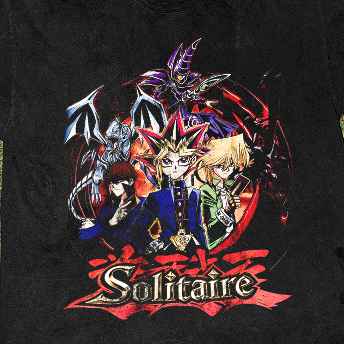 Yu-Gi-Oh! Parody 'Solitaire' Vintage Washed Black Tee
