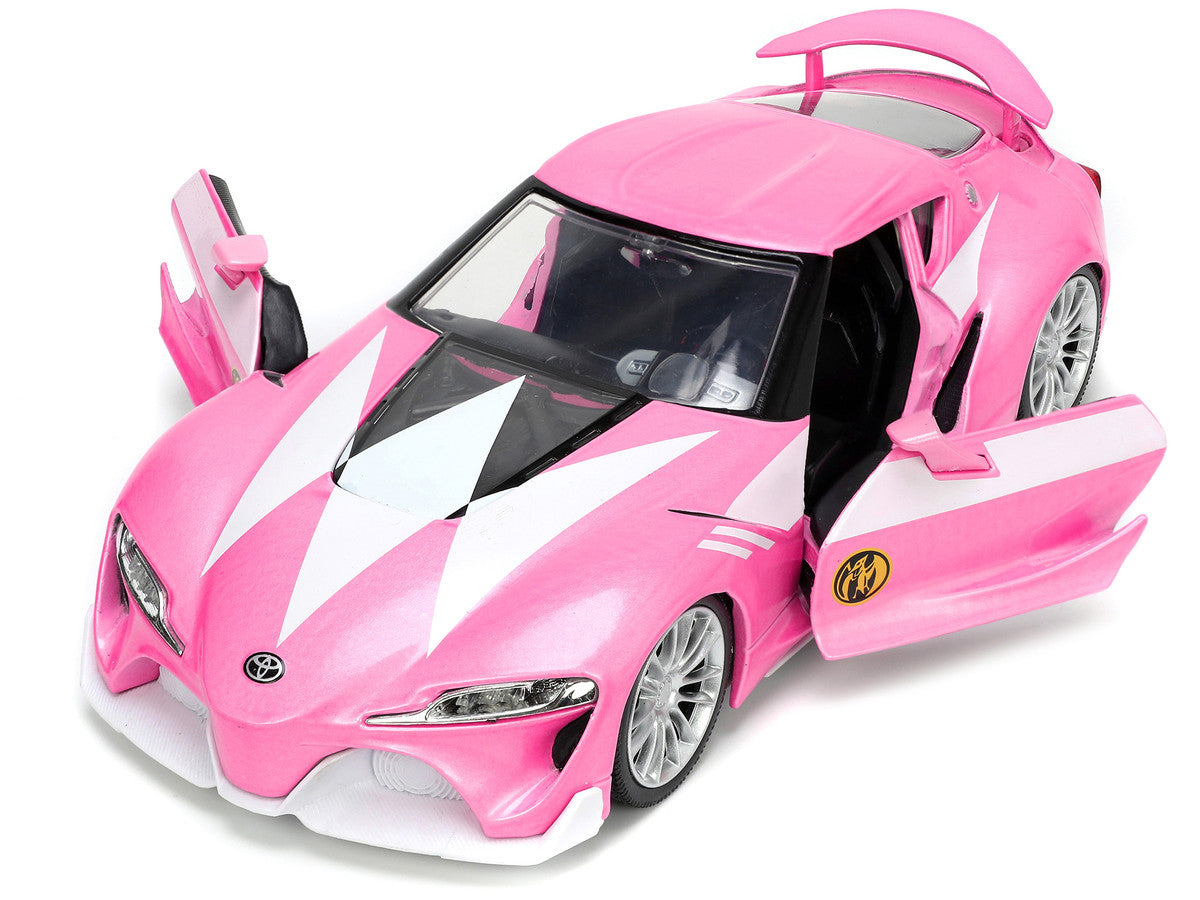 Toyota FT-1 Concept Pink Metallic and Pink Ranger Diecast Figurine "Power Rangers" "Hollywood Rides" Series 1/24 Diecast Model Car by Jada