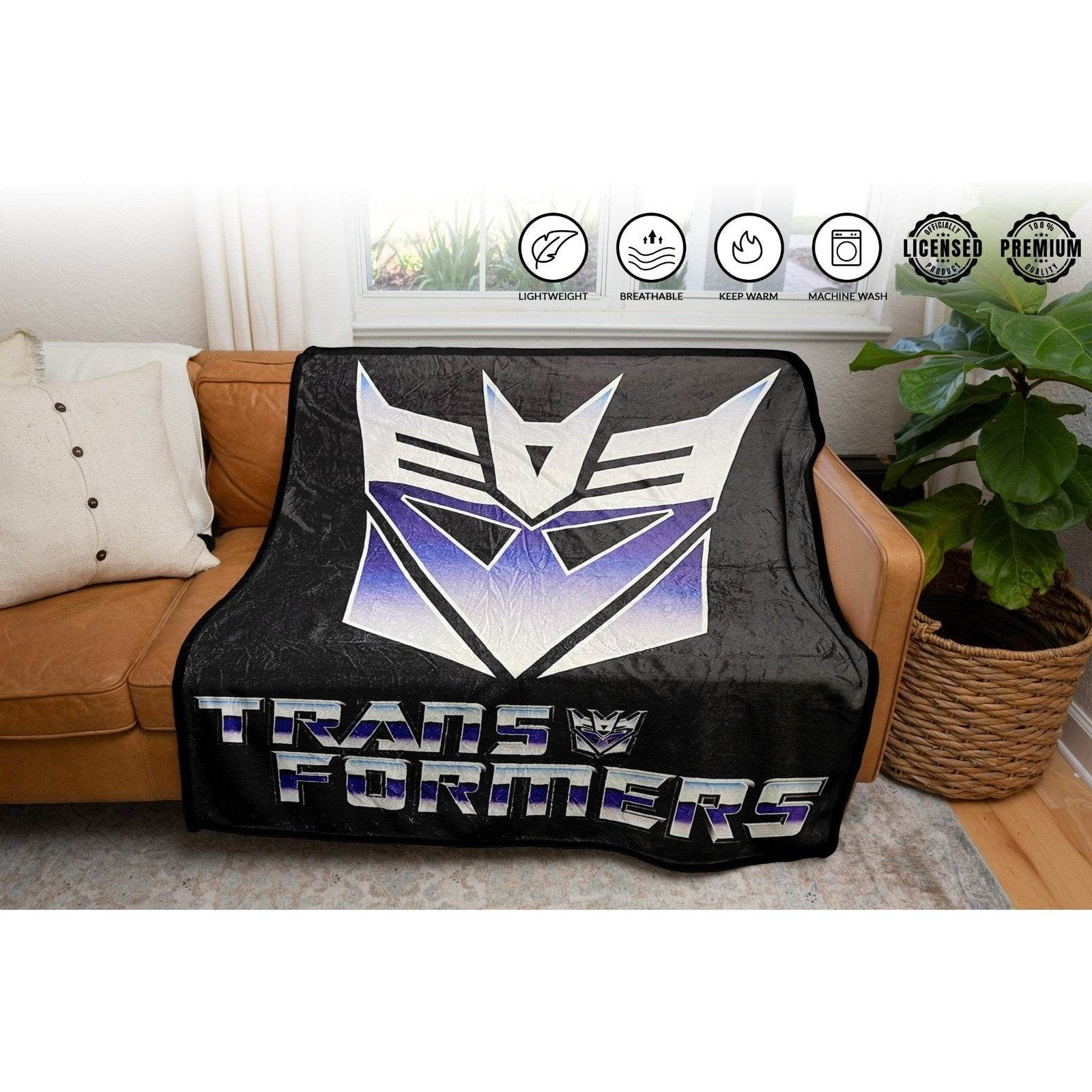 Hasbro Transformers Decepticon Symbol 80's Cartoon Fleece Throw Blanket - 