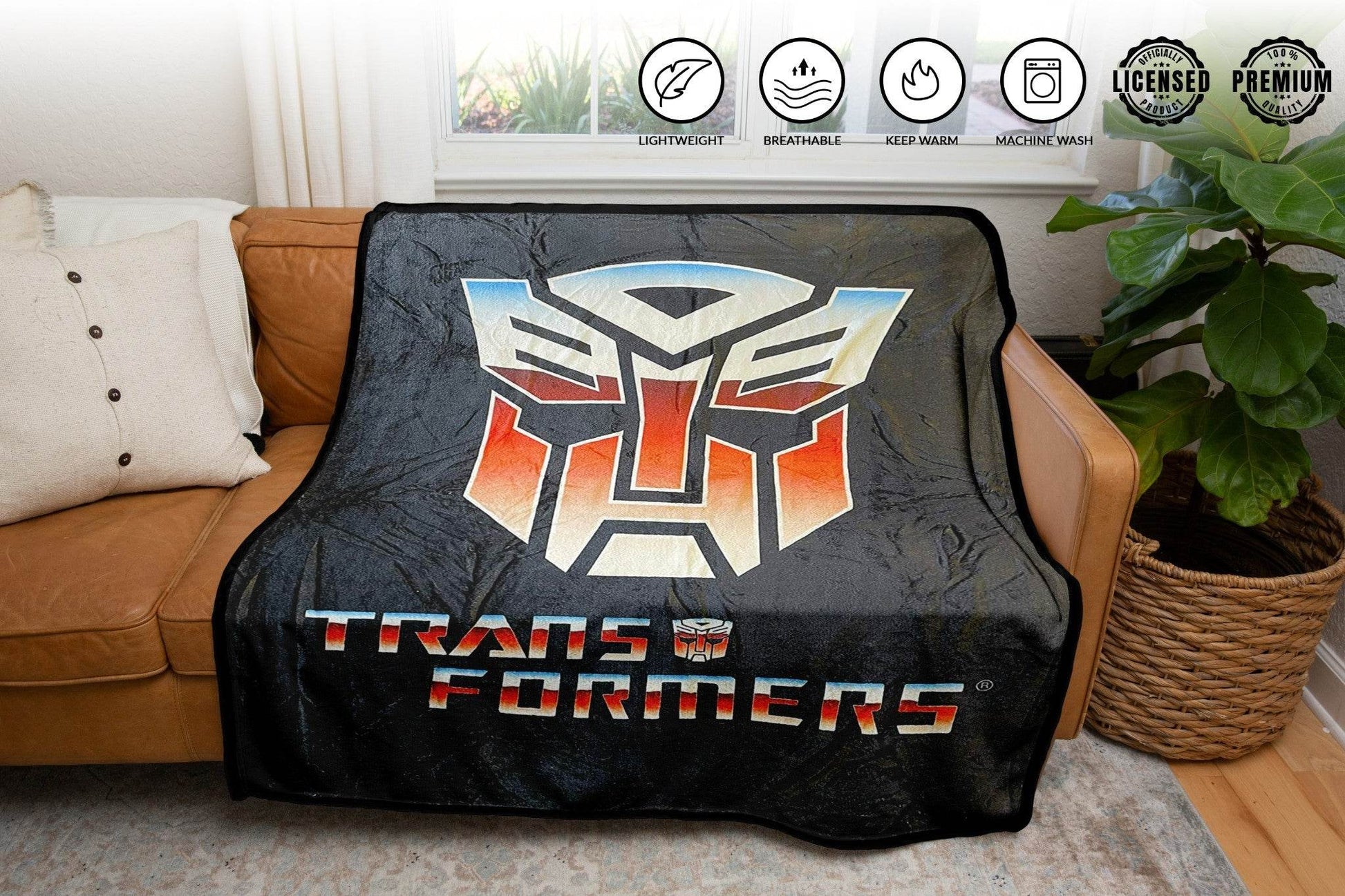 Hasbro Transformers Autobot Symbol 80's Cartoon Throw Blanket - 