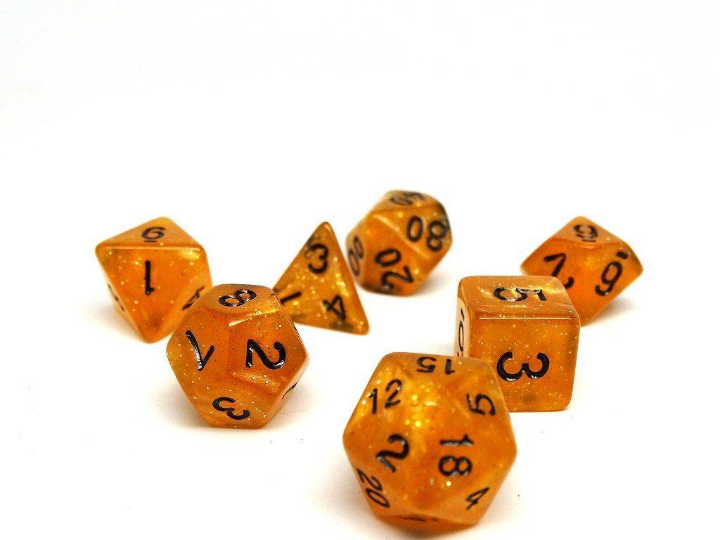 Translucent Amber Galaxy - 7 Piece Dice Collection - 