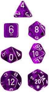 Translucent Poly Purple/white 7-Die Set (revised) - 
