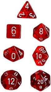 Translucent Poly Red/White 7-Die Set (revised) - 