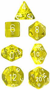 Translucent Poly Yellow/White 7-Die Set