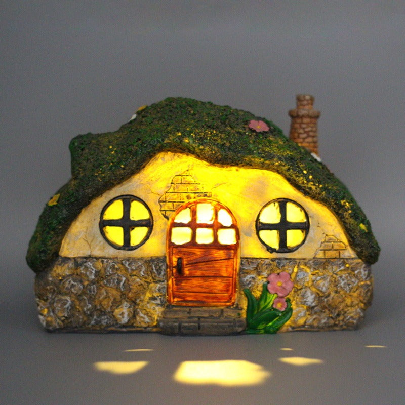 Transparent house garden night light resin decoration